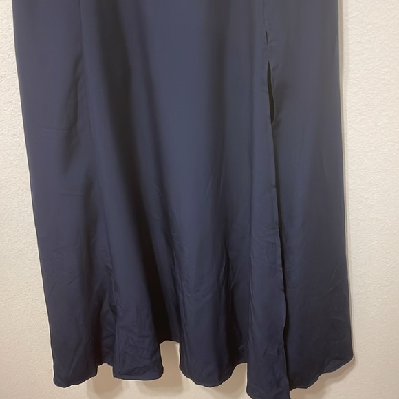 Kutumai Maxi Off-Shoulder Puff Sleeve Dress Front Slit Navy Size Small PTP 15 “ - Picture 5 of 7